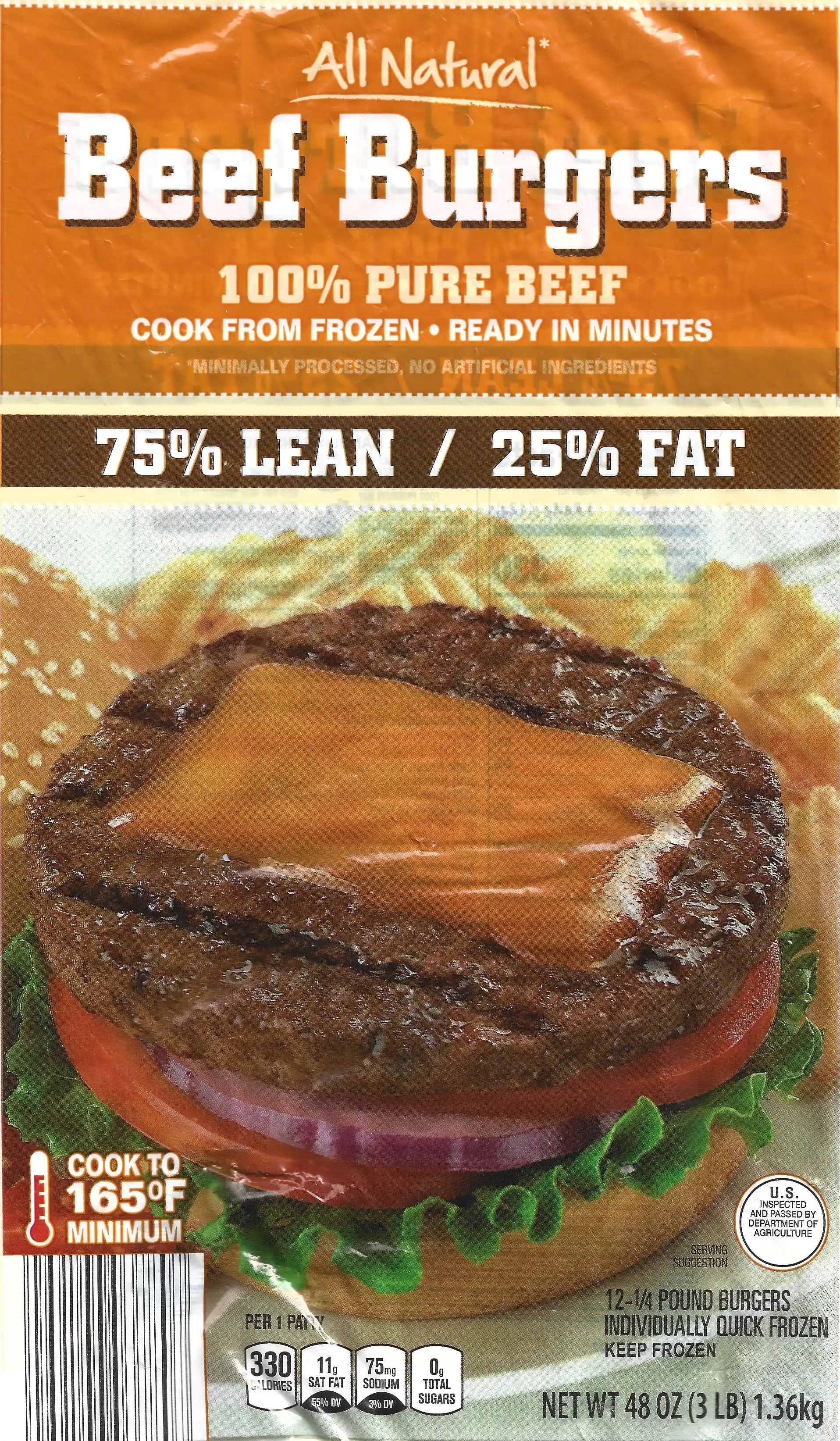 All Natural Beef Burgers 75% Lean / 25% Fat