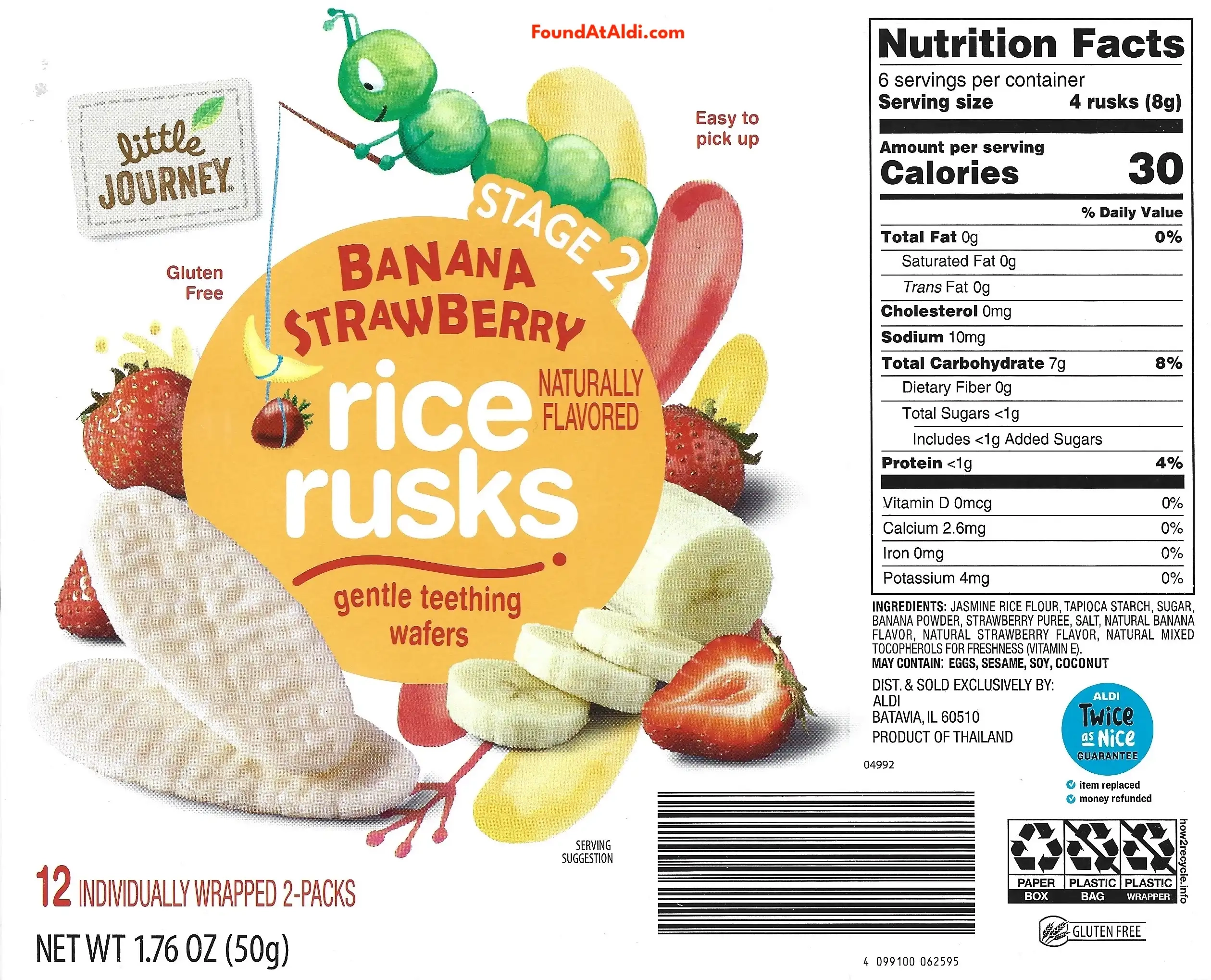 Little Journey Banana Strawberry Rice Rusks Ingredients Nutrition Facts Cooking Directions