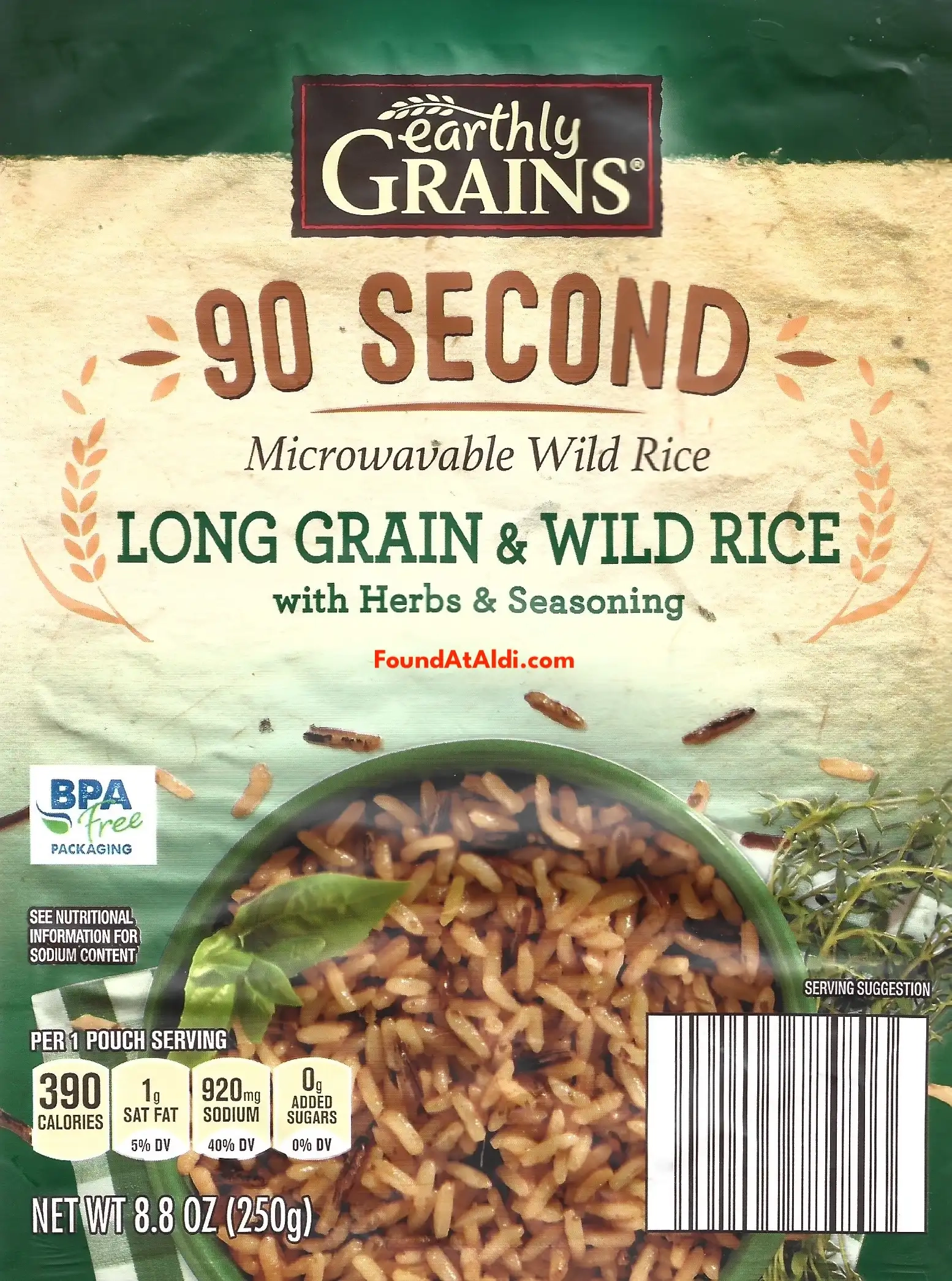 Earthly Grains 90 Second Microwavable Long Grain & Wild Rice