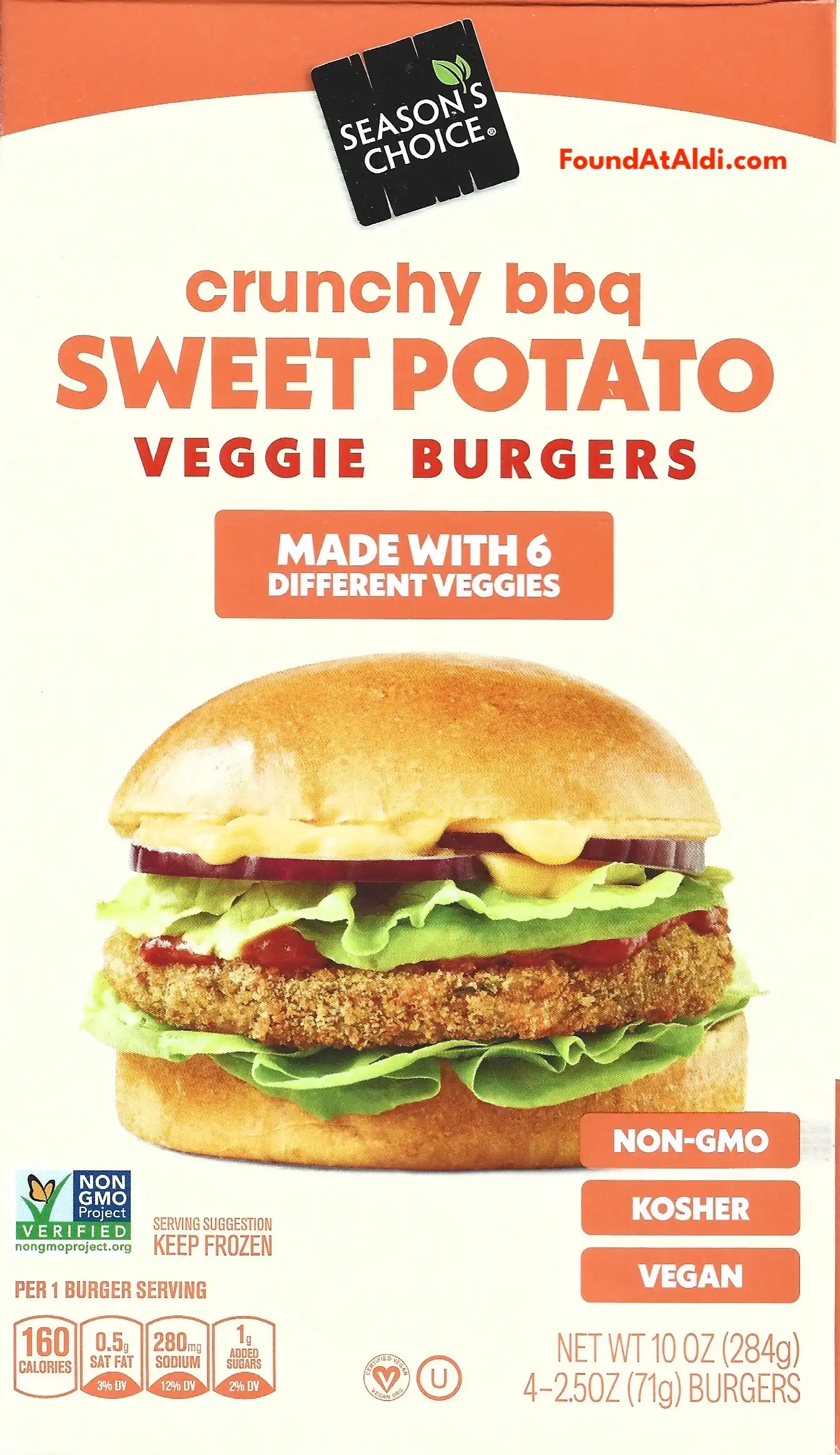 Season's Choice Crunchy BBQ Sweet Potato Veggie Burgers