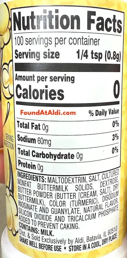 Stonemill Butter Popcorn Seasoning Ingredients Nutrition Facts