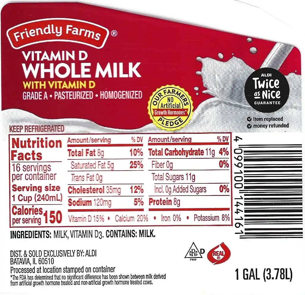 Friendly Farms Vitamin D Whole Milk