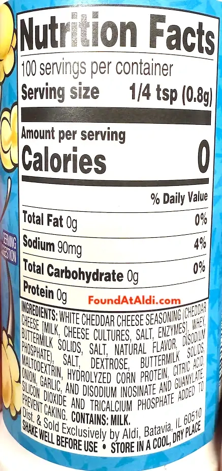 Stonemill White Cheddar Popcorn Seasoning Ingredients Nutrition Facts