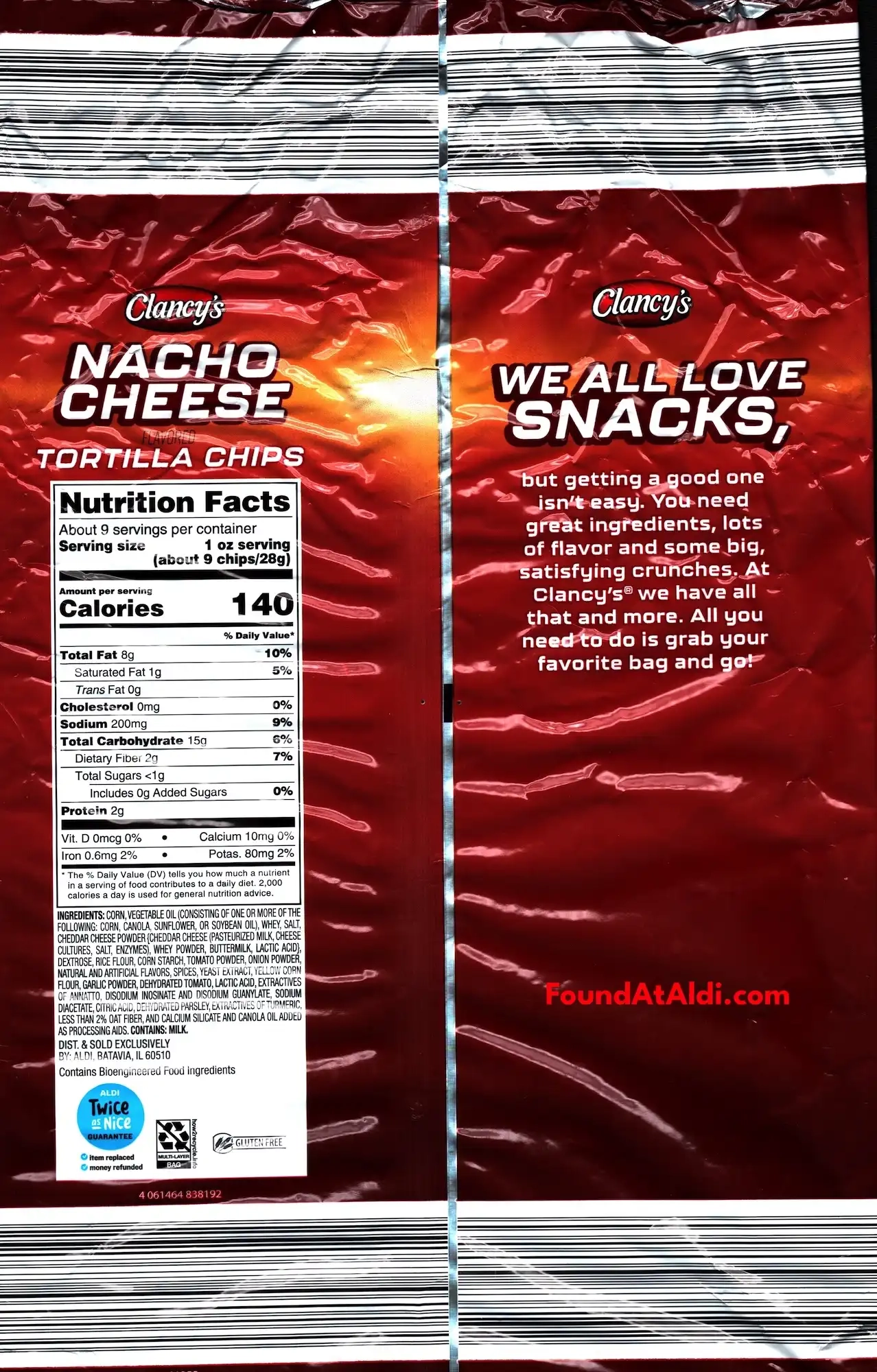 Clancy's Nacho Cheese Tortilla Chips Ingredients Nutrition Facts