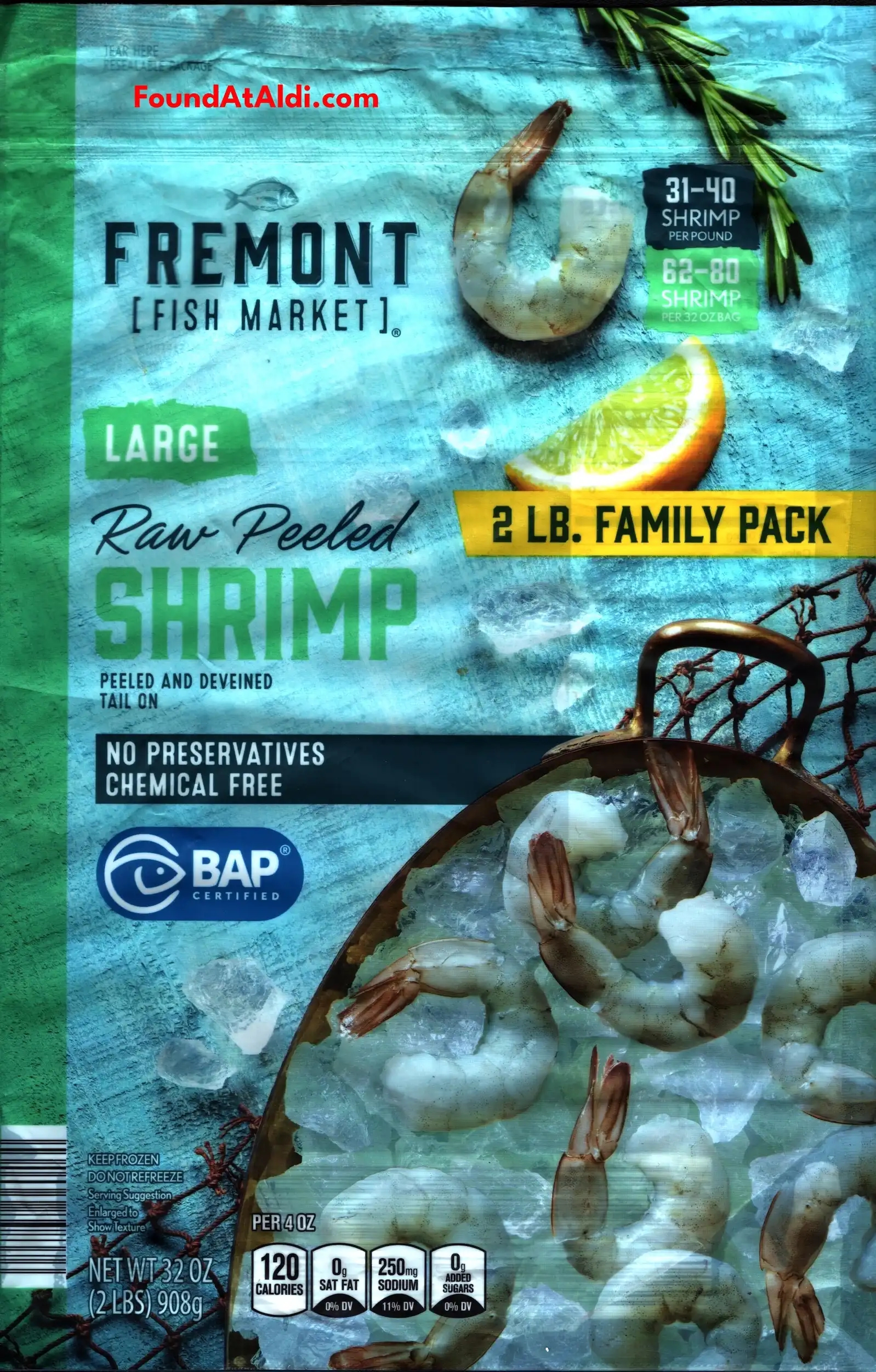 Fremont Fish Market Large Raw Peeled Shrimp 2 LB Family Pack