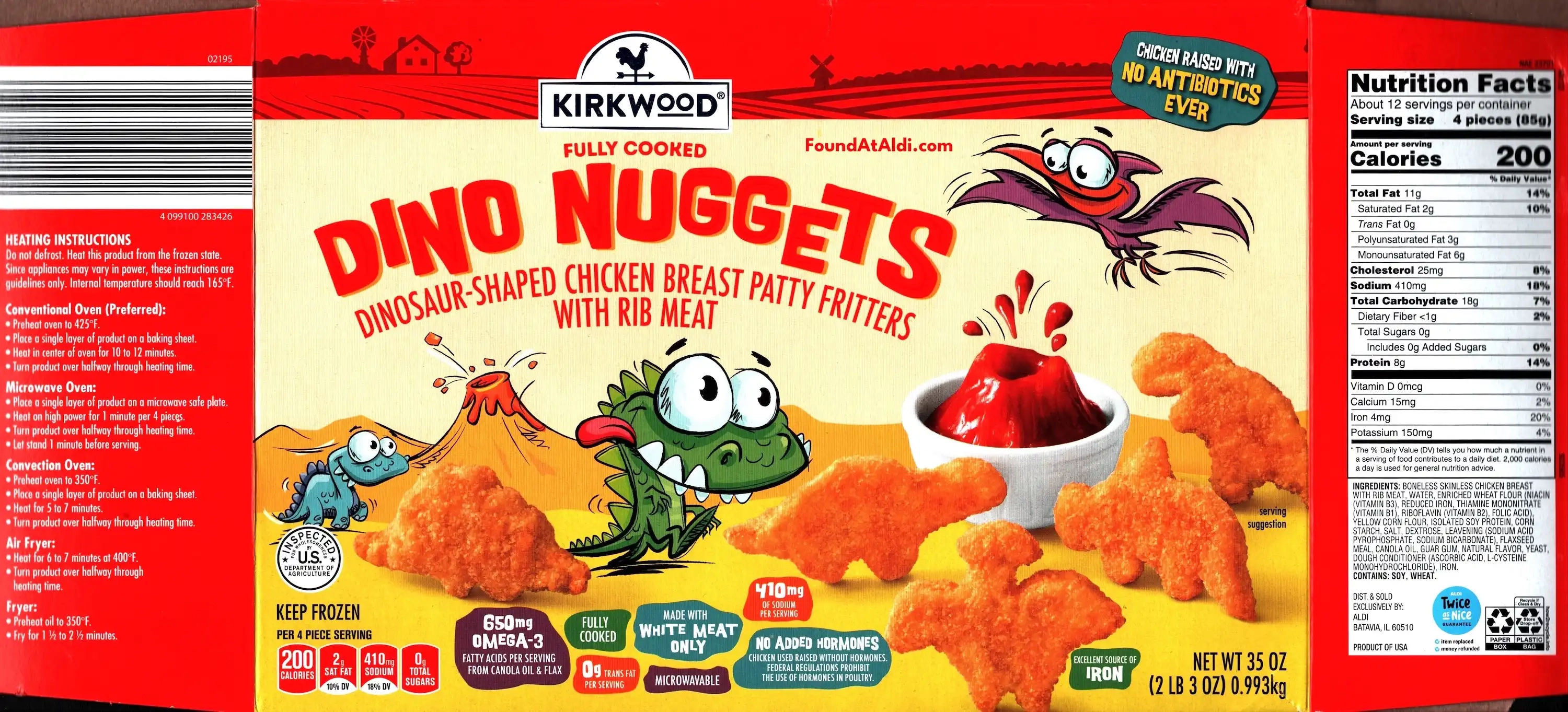 Kirkwood Dino Nuggets Ingredients Nutrition Facts Cooking Directions