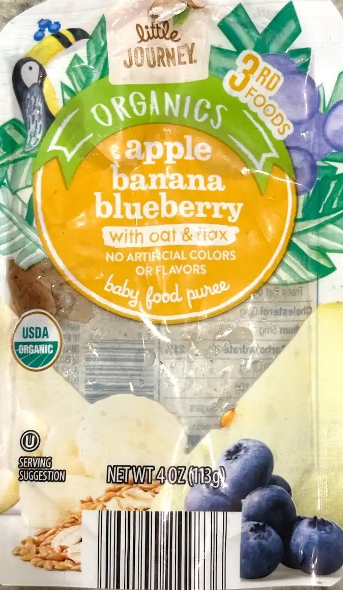 Little Journey Apple Banana Blueberry With Oat & Fiax Baby Food Puree