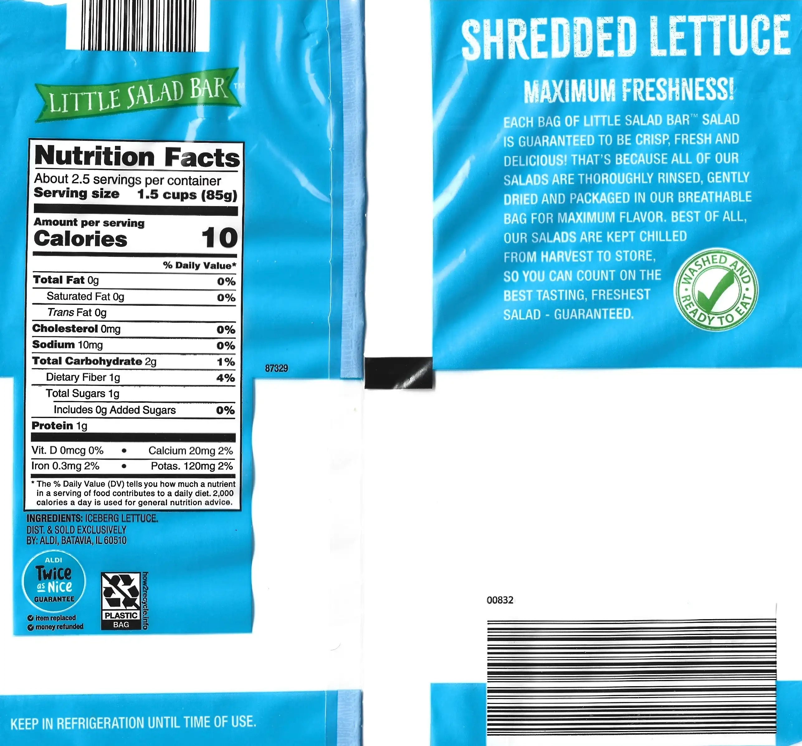 Little Salad Bar Shredded Lettuce Ingredients Nutrition Facts