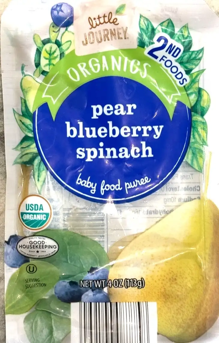 Little Journey Pear Blueberry Spinach Baby Food Puree