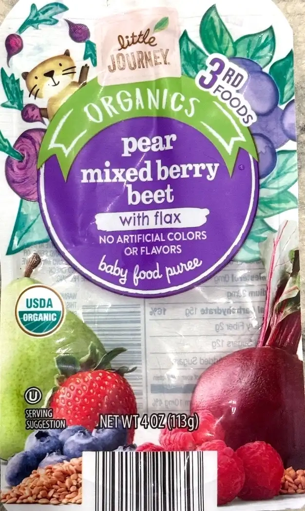 Little Journey Pear Mixed Berry Beet With Flax Baby Food Puree