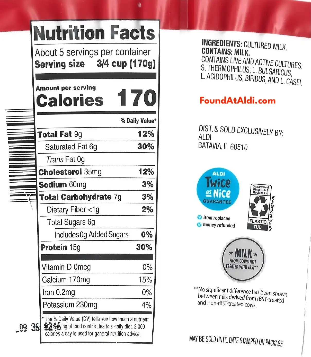 Friendly Farms Whole Milk Plain Greek Yogurt Ingredients Nutrition Facts