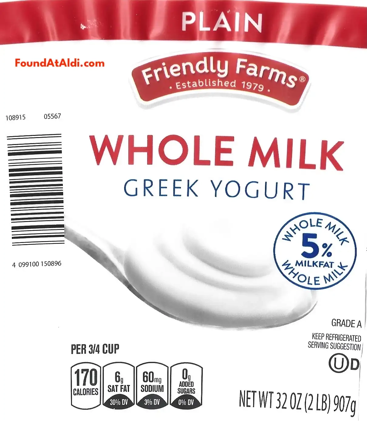 Friendly Farms Whole Milk Plain Greek Yogurt