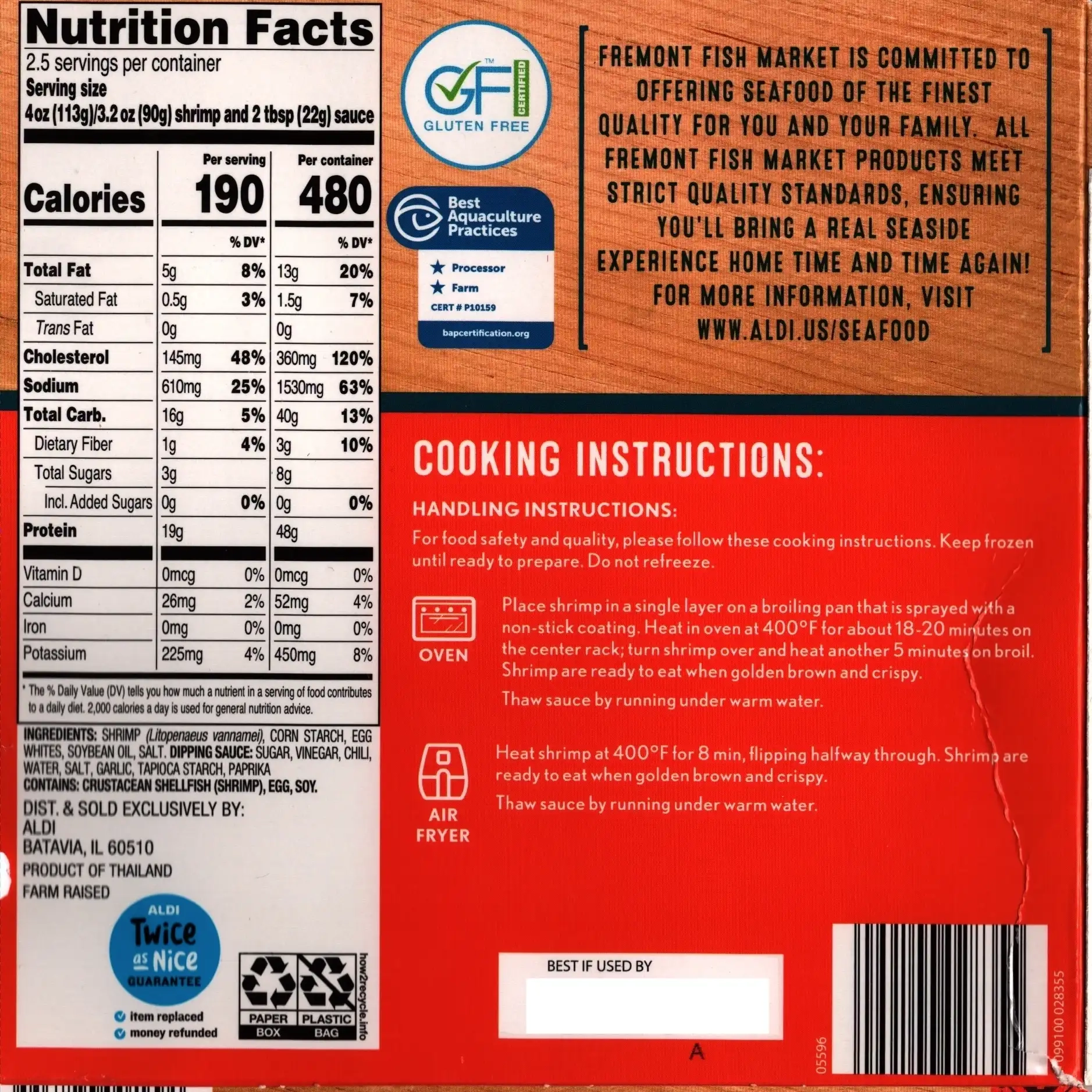 Fremont Fish Market Boom Boom Shrimp Ingredients Nutrition Facts Cooking Directions