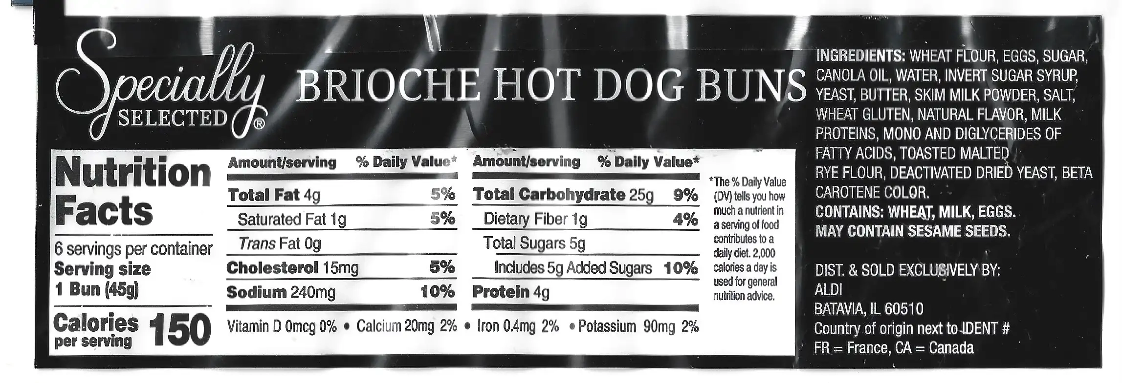 Specially Selected Brioche Hot Dog Buns Ingredients Nutrition Facts