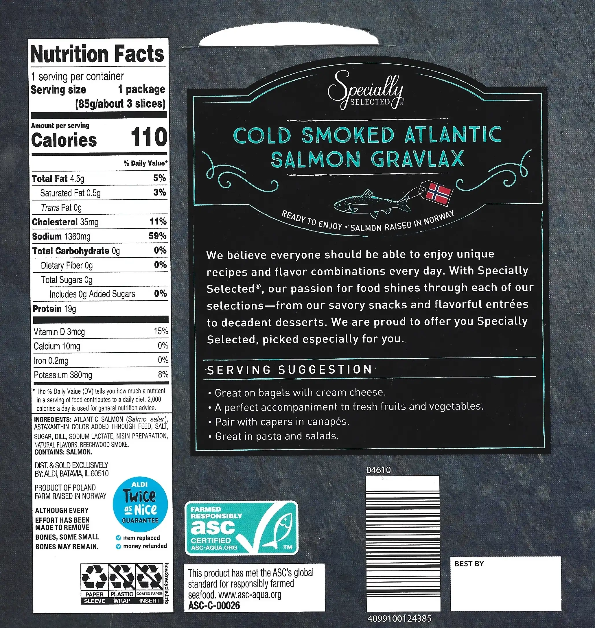 Specially Selected Smoked Atlantic Salmon Gravlax Ingredients Nutrition Facts