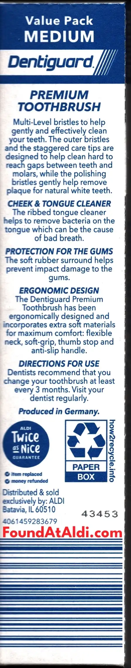 Dentiguard Medium 2 Toothbrushes Back