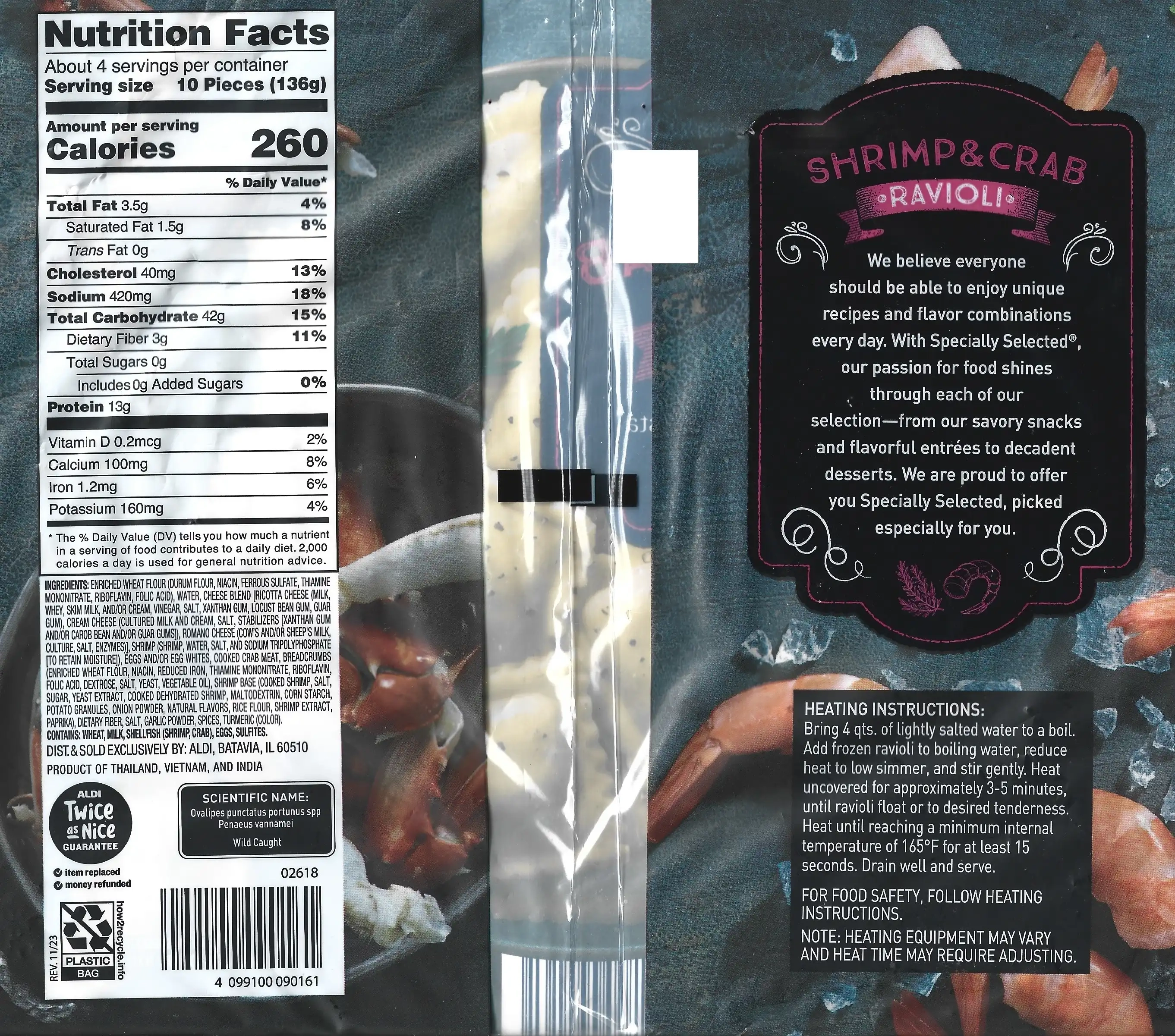 Specially Selected Shrimp & Crab Ravioli Ingredients Nutrition Facts Cooking Directions