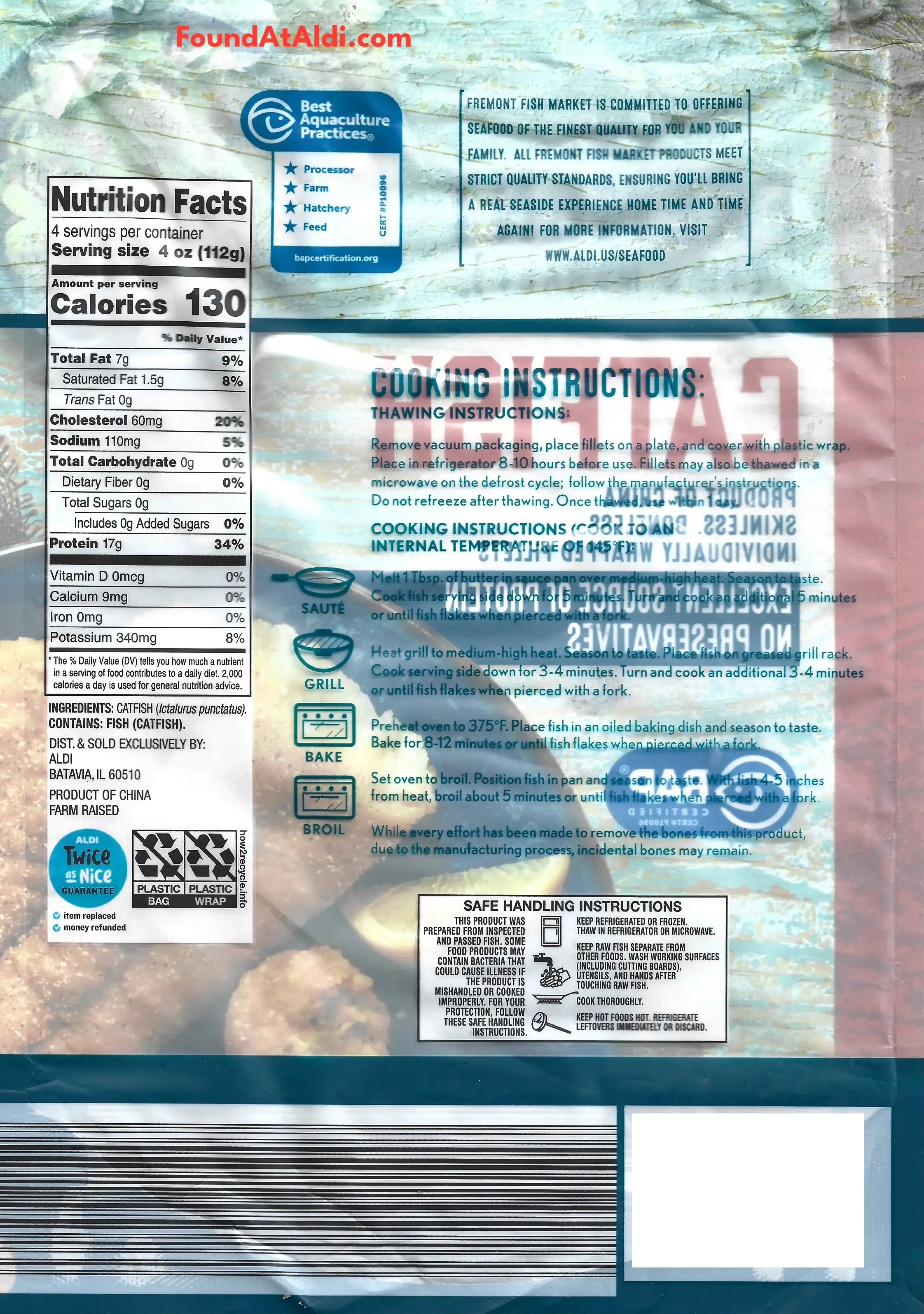 Fremont Fish Market Catfish Ingredients Nutrition Facts Cooking Directions