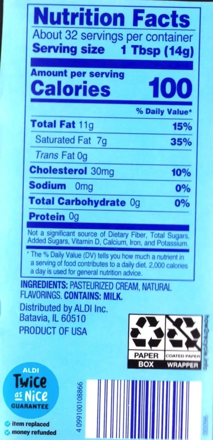 Countryside Creamery Unsalted Butter Ingredients Nutrition Facts