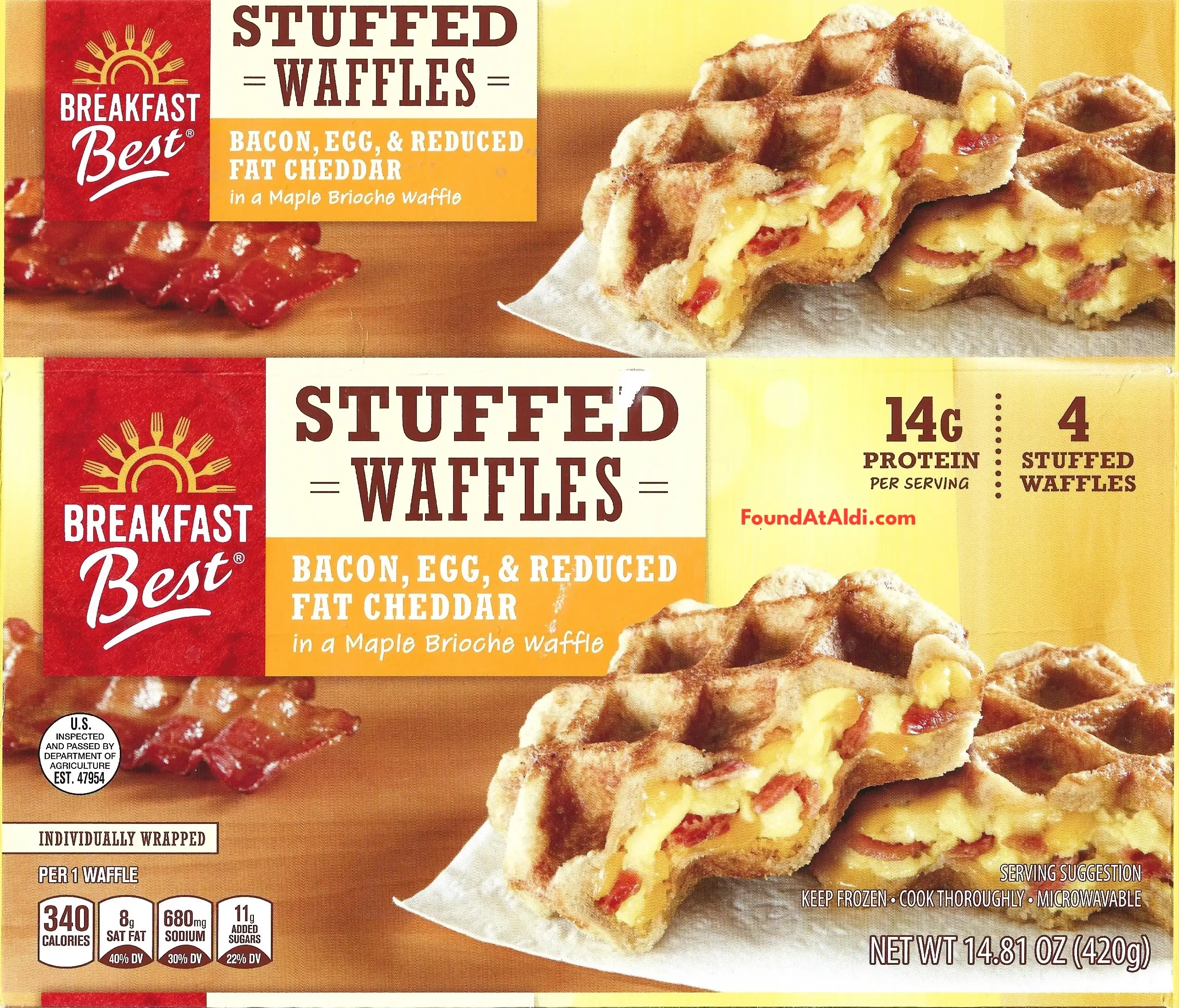 Breakfast Best Bacon Egg & Reduced Fat Cheddar Waffles