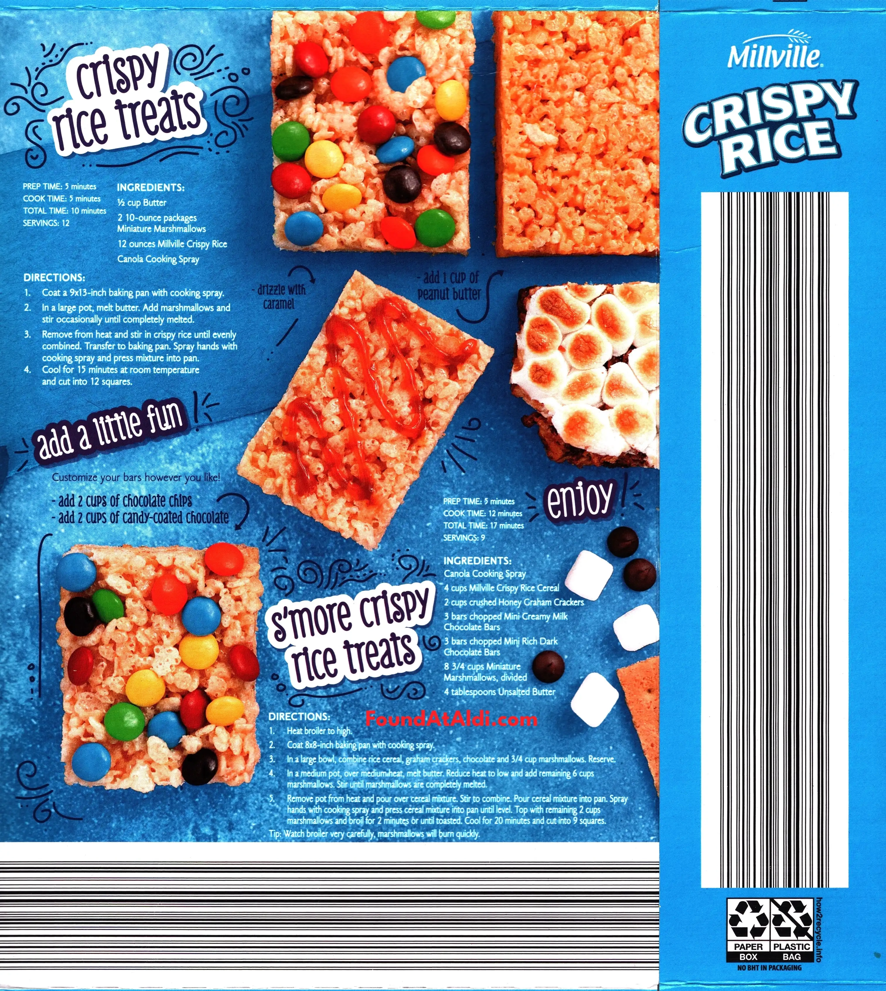 Millville Crispy Rice Cereal Back Box
