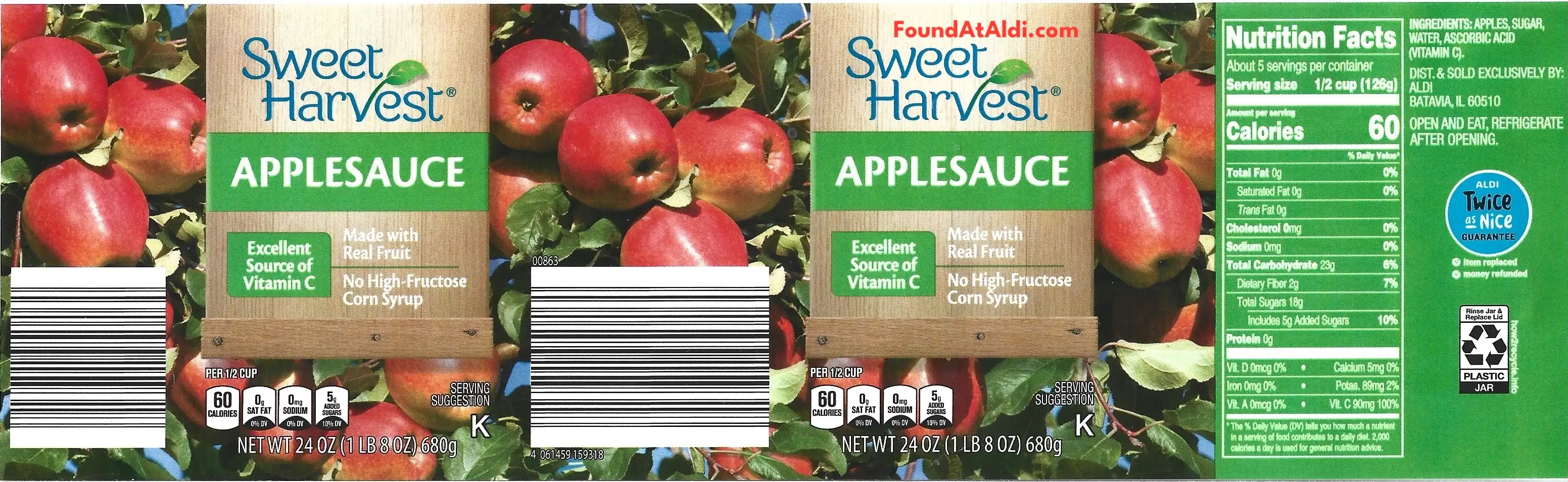 Sweet Harvest Applesauce Ingredients Nutrition Facts