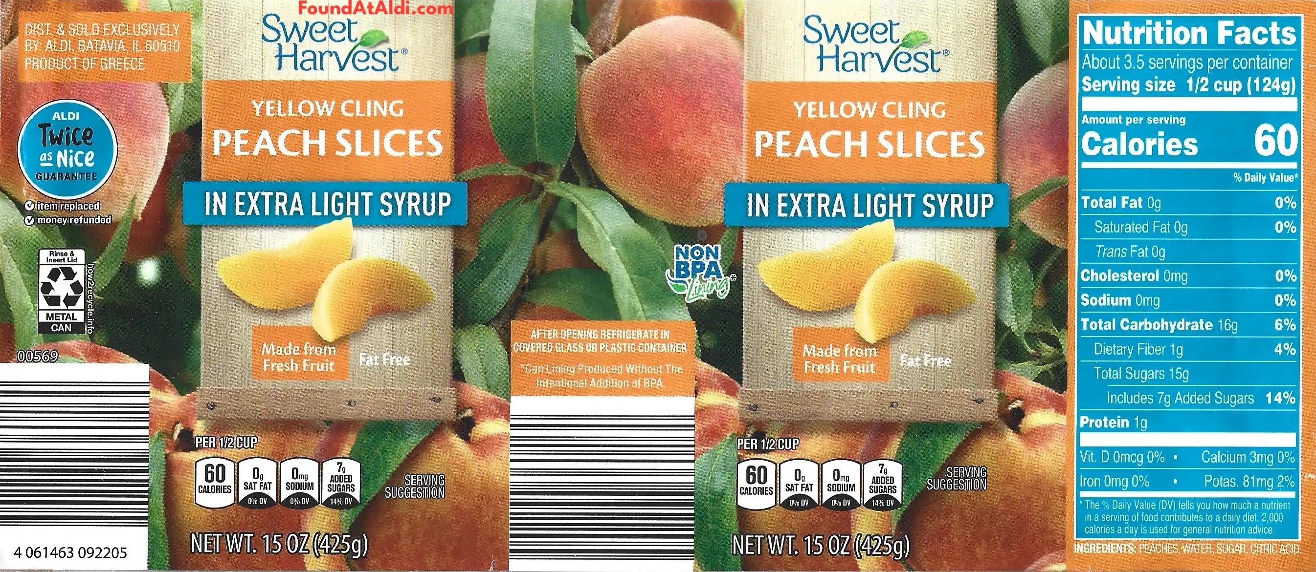 Sweet Harvest Peach Slices In Extra Light Syrup