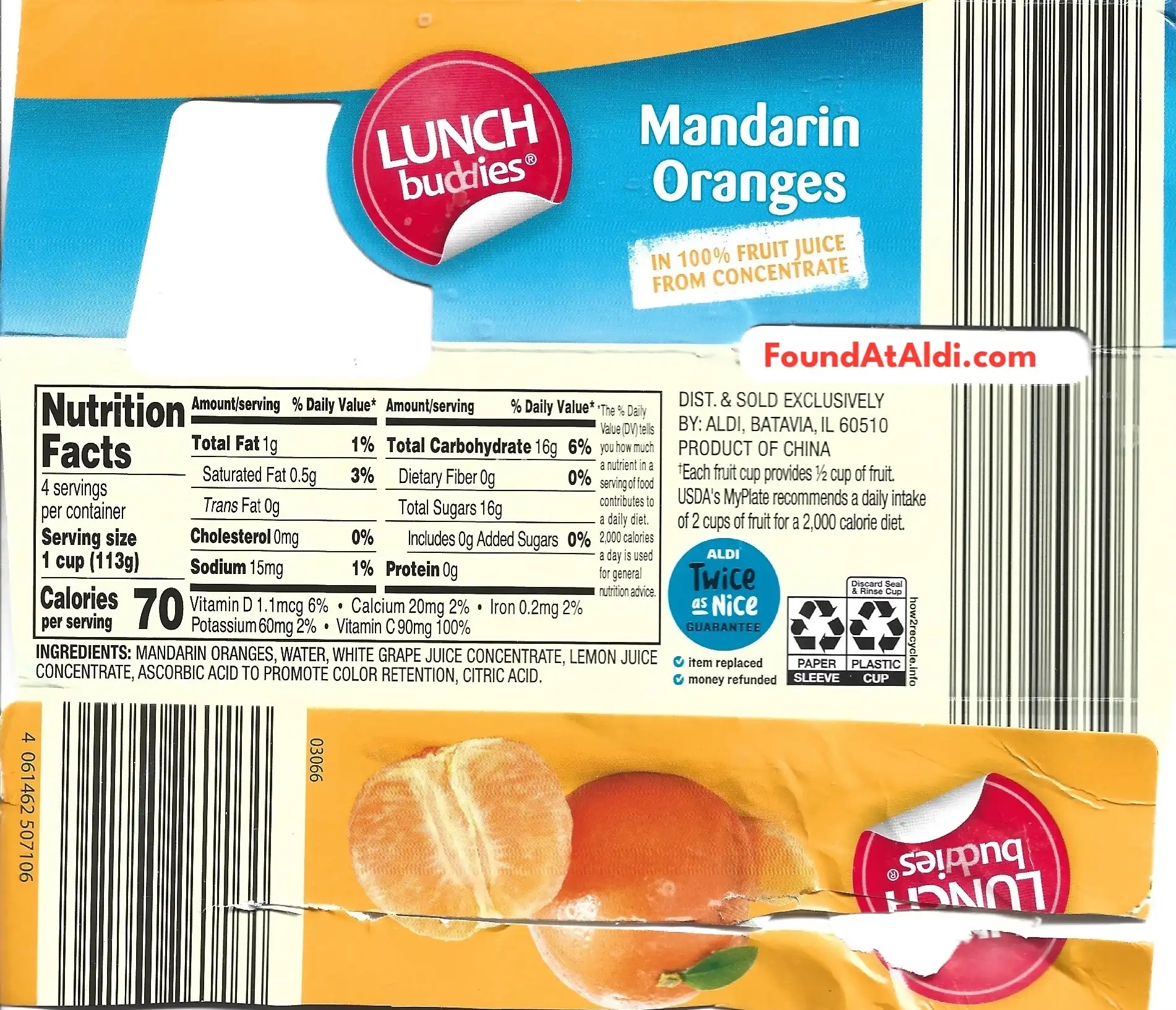 Lunch Buddies Mandarin Oranges Ingredients Nutrition Facts