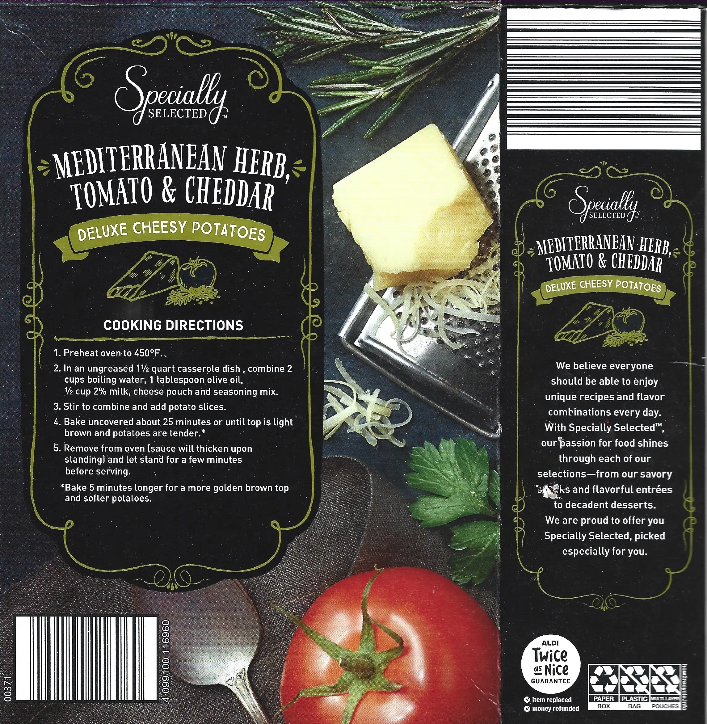 Specially Selected Mediterranean Herb, Tomato & Cheddar Deluxe Cheesy Potatoes Cooking Directions