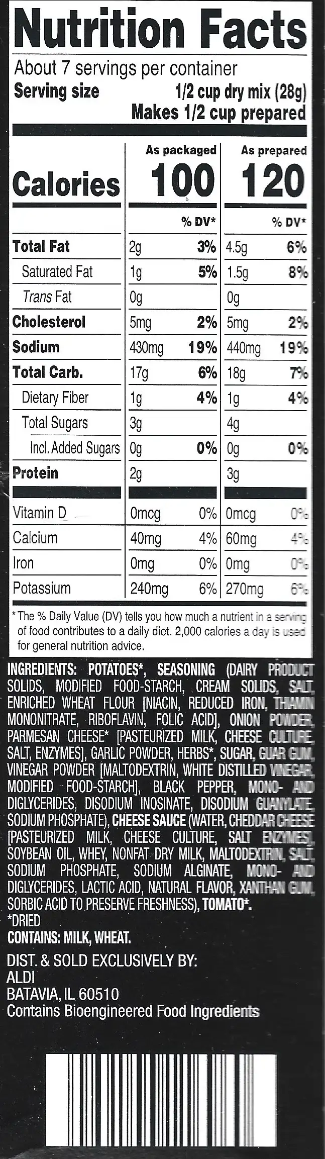 Specially Selected Mediterranean Herb, Tomato & Cheddar Deluxe Cheesy Potatoes Nutrition Facts Ingredients