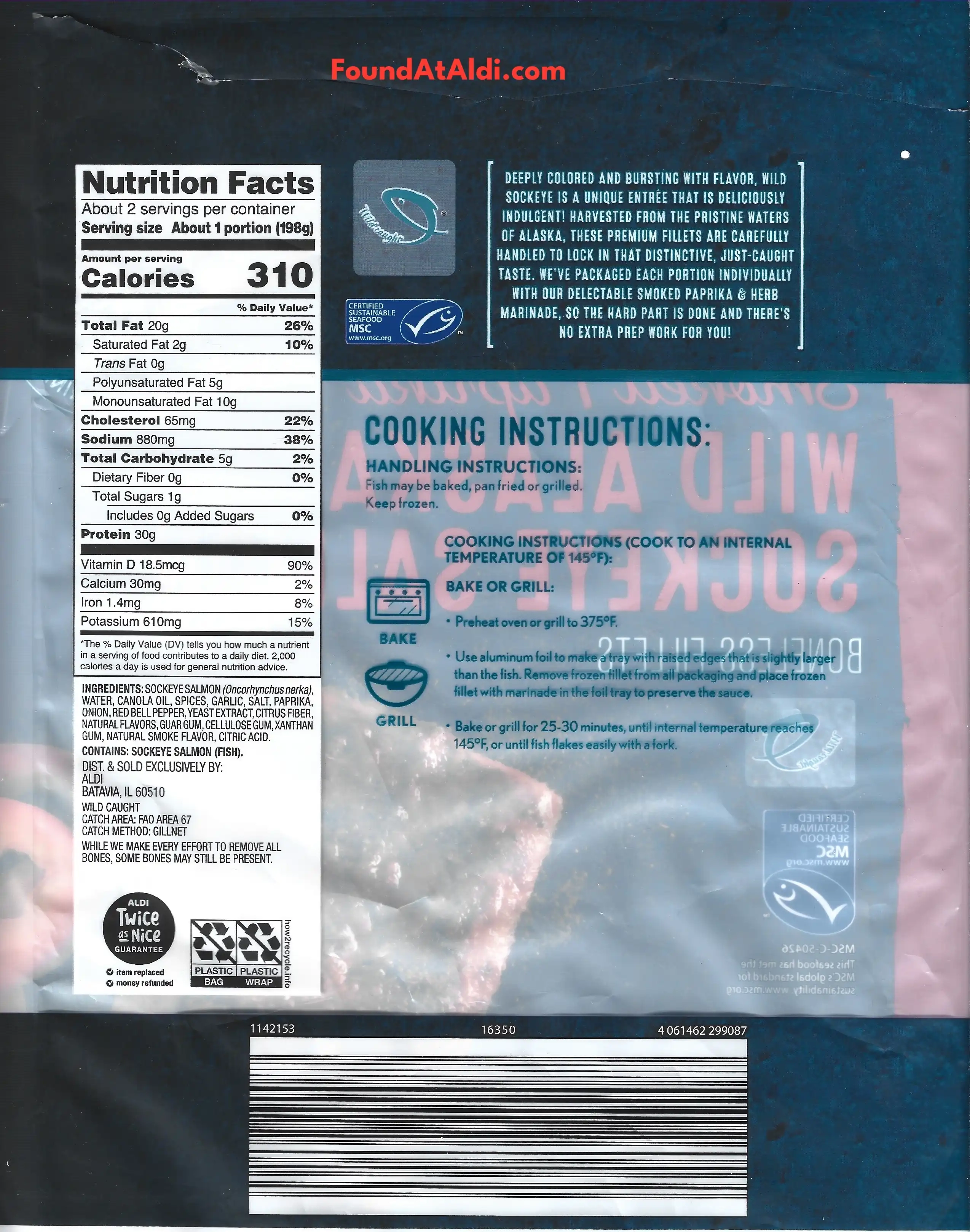 Fremont Fish Market Smoked Paprika Wild Alaska Sockeye Salmon Ingredients Nutrition Facts Cooking Directions