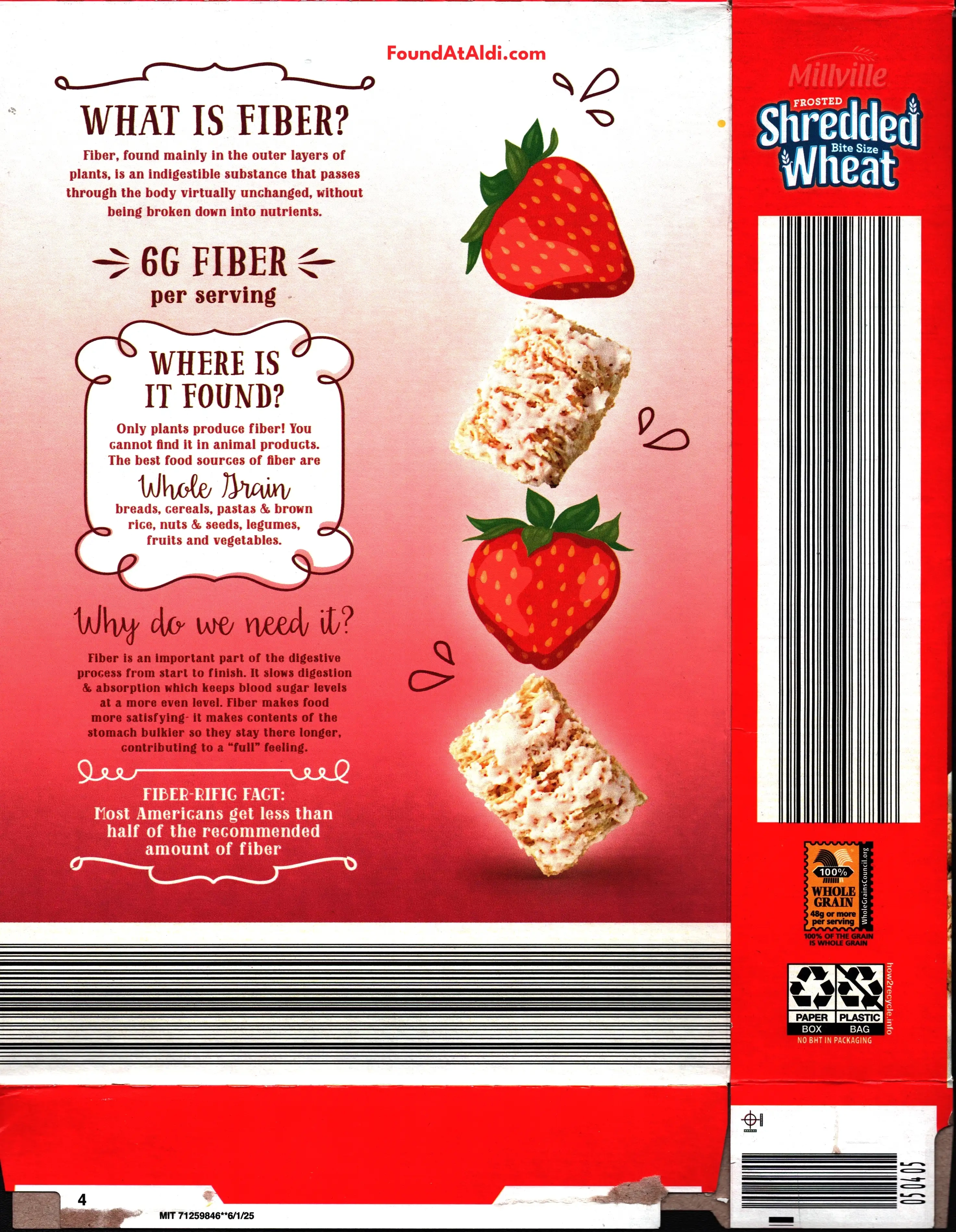 Millville Frosted Shredded Bit Size Wheat Cereal Box