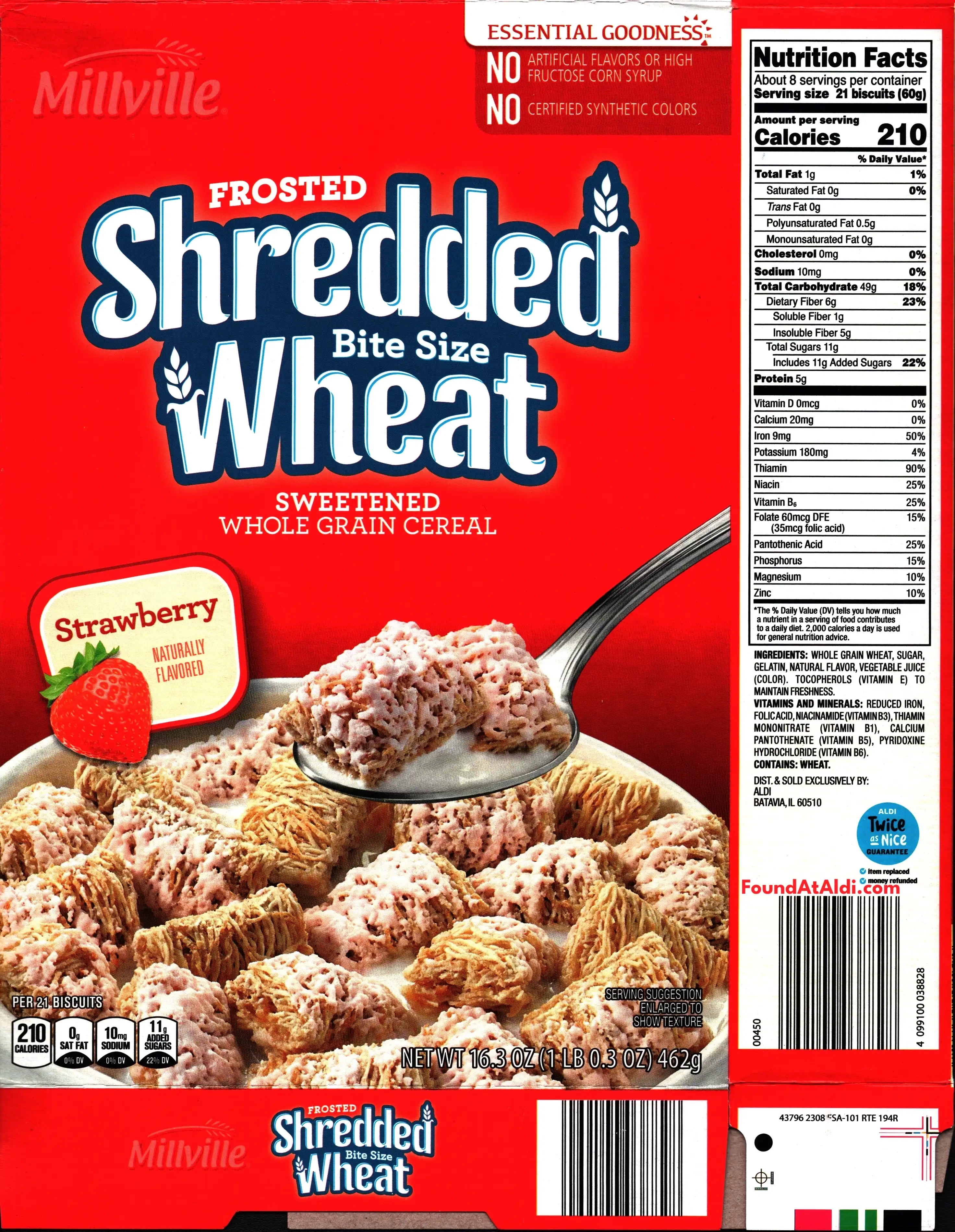 Millville Frosted Shredded Bit Size Wheat Cereal Ingredients Nutrition Facts