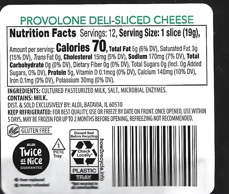 Happy Farms Provolone Deli-Sliced Cheese Ingredients Nutrition Facts