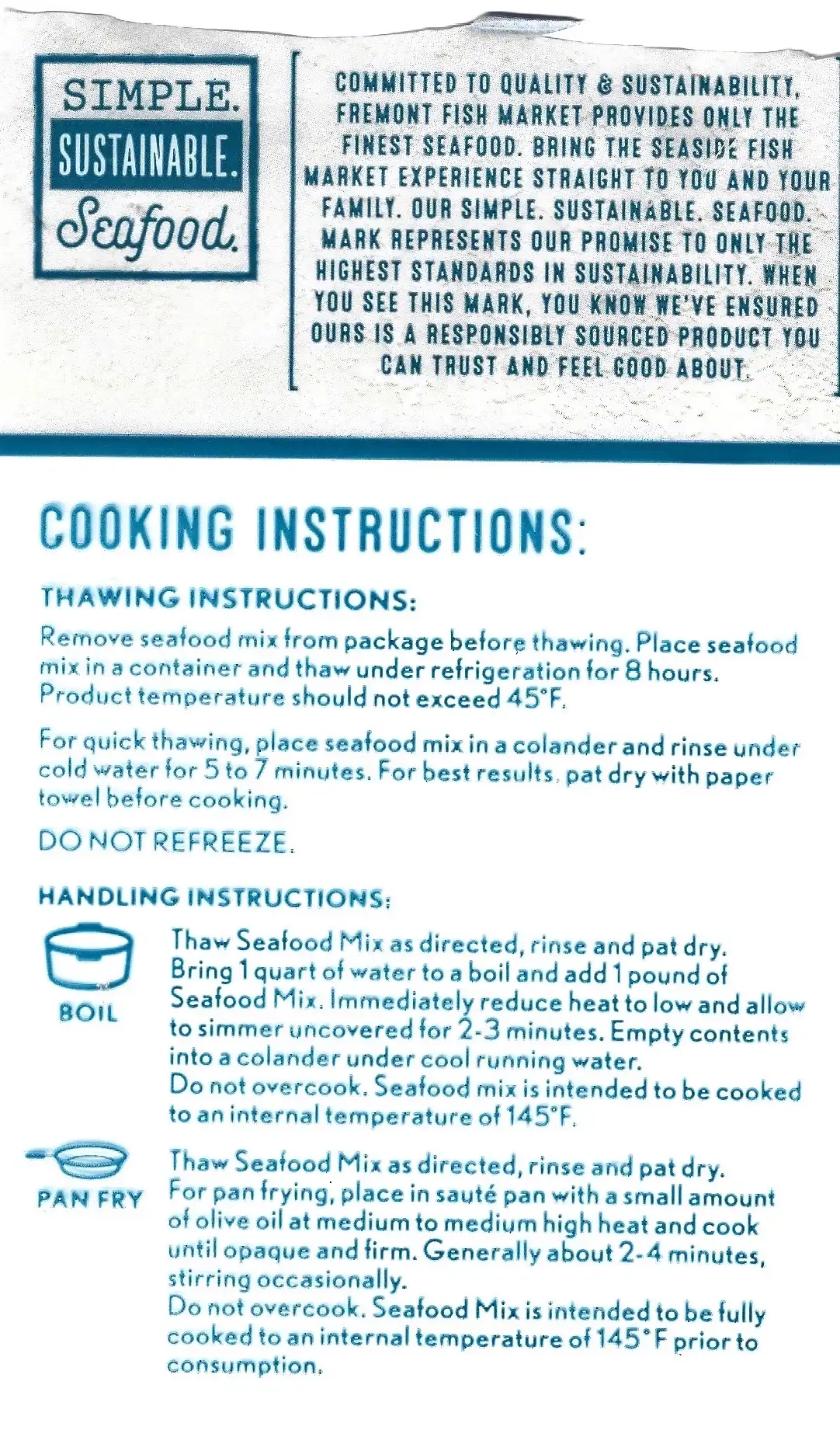 Fremont Fish Market Seafood Mix Coking Directions