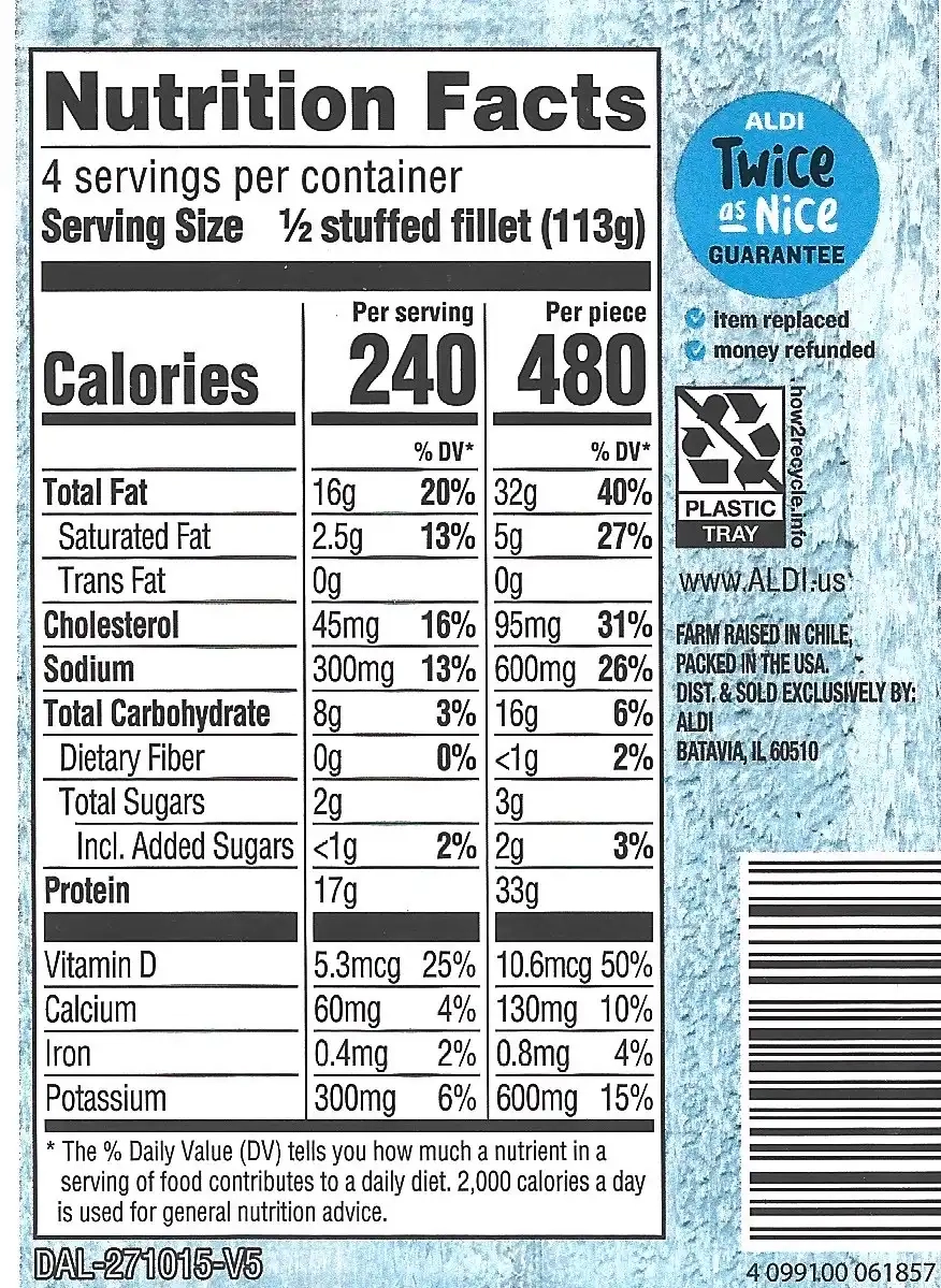 Fresh From Aldi Stuffed Atlantic Salmon Portions With Seafood Stuffing Nutrition Facts