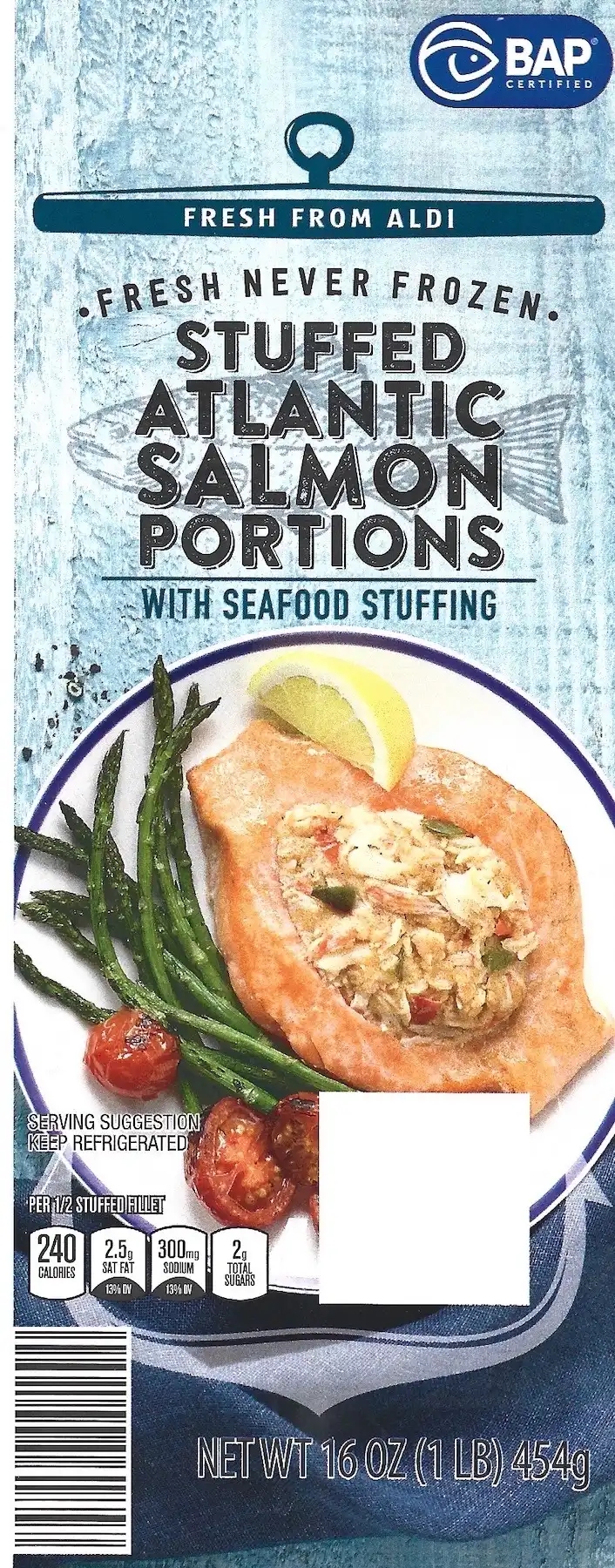 Stuffed Atlantic Salmon Portions With Seafood Stuffing